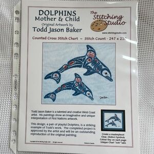 Stitching Studio Dolphins Mother & Child Counted Cross Stitch Pattern Graph 2001